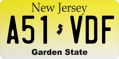 NJ license plate A51VDF