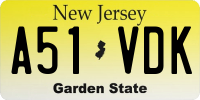 NJ license plate A51VDK