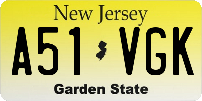 NJ license plate A51VGK