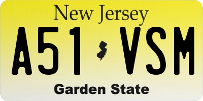 NJ license plate A51VSM