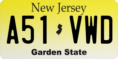 NJ license plate A51VWD