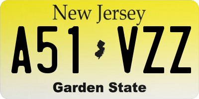NJ license plate A51VZZ