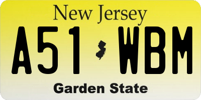 NJ license plate A51WBM