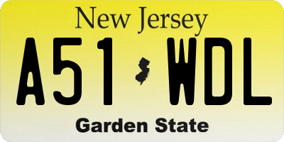 NJ license plate A51WDL