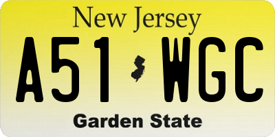 NJ license plate A51WGC