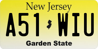 NJ license plate A51WIU