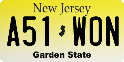 NJ license plate A51WON