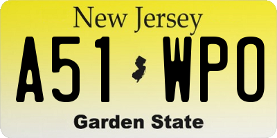 NJ license plate A51WPO