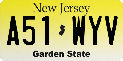 NJ license plate A51WYV