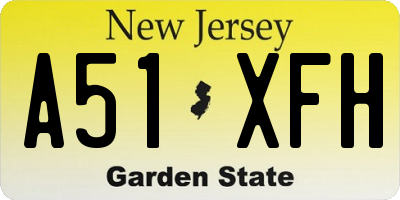 NJ license plate A51XFH