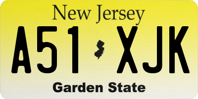 NJ license plate A51XJK