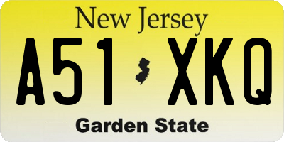NJ license plate A51XKQ