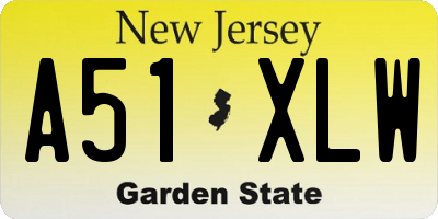 NJ license plate A51XLW