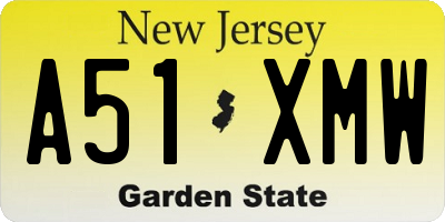 NJ license plate A51XMW