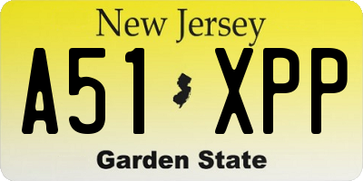 NJ license plate A51XPP
