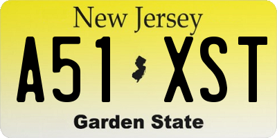 NJ license plate A51XST