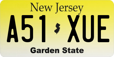 NJ license plate A51XUE