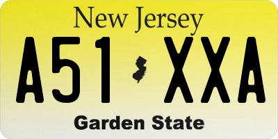 NJ license plate A51XXA