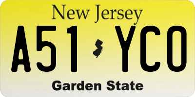 NJ license plate A51YCO