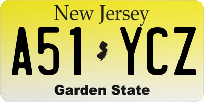 NJ license plate A51YCZ