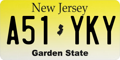NJ license plate A51YKY