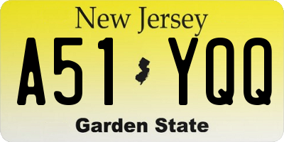 NJ license plate A51YQQ
