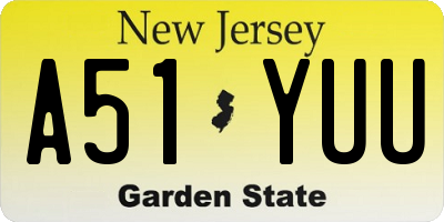 NJ license plate A51YUU