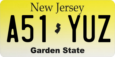 NJ license plate A51YUZ