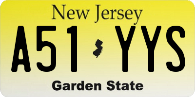 NJ license plate A51YYS