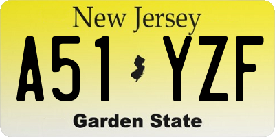 NJ license plate A51YZF