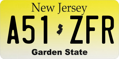 NJ license plate A51ZFR