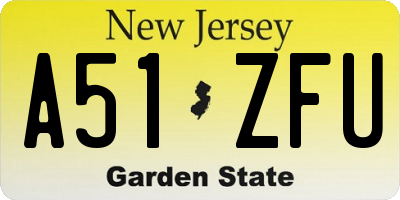 NJ license plate A51ZFU