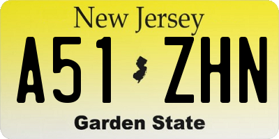 NJ license plate A51ZHN