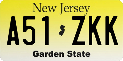 NJ license plate A51ZKK