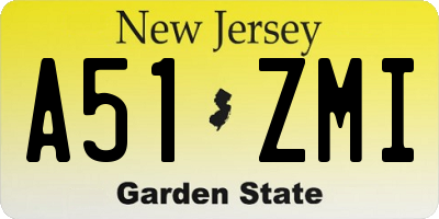 NJ license plate A51ZMI