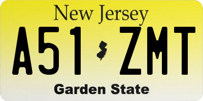 NJ license plate A51ZMT