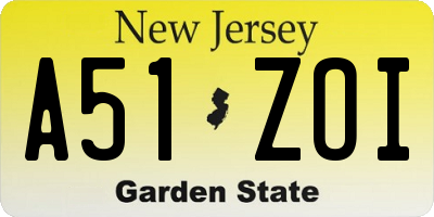 NJ license plate A51ZOI