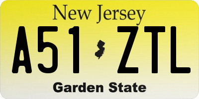 NJ license plate A51ZTL