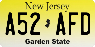 NJ license plate A52AFD