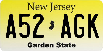 NJ license plate A52AGK