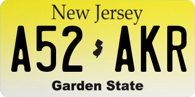 NJ license plate A52AKR