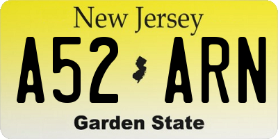 NJ license plate A52ARN