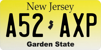 NJ license plate A52AXP