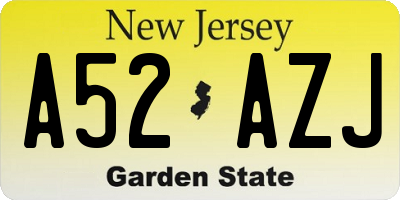 NJ license plate A52AZJ
