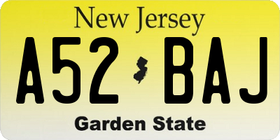 NJ license plate A52BAJ