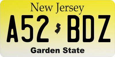 NJ license plate A52BDZ