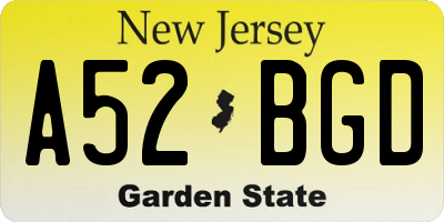 NJ license plate A52BGD