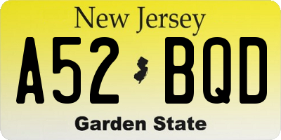 NJ license plate A52BQD