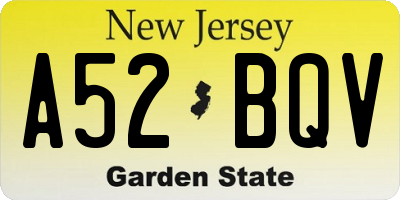 NJ license plate A52BQV