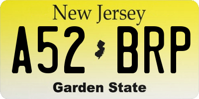 NJ license plate A52BRP